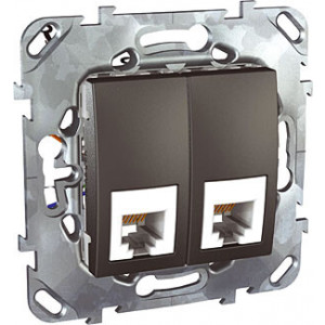 UNICA TOP РОЗЕТКА телефонная, RJ12, двойная, 6 контактов, ГРАФИТ C3(7) MGU5.9191.12ZD