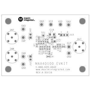 MAX40100EVKIT#, Средства разработки интегральных схем (ИС) усилителей MAX40100 Evaluation Kit, Thin WLP, High-Efficiency, 1.5MHz Op Amps with RRIO