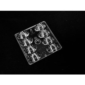 ARST50D8LED5050T2M-cutoff (PMMA), Групповая квадратная линза на 8 светодиодов 5050/3535/3030 , диаграмма T2M-cutoff, PMMA, 50x50мм H:6.62мм