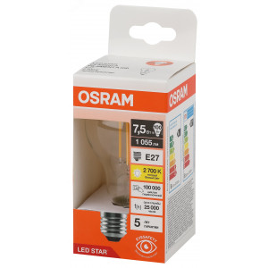 Лампа светодиодная филаментная LED Star Грушевидная 7,5Вт (замена 100Вт), 1000Лм, 2700К, цоколь E27 OSRAM 4058075684126