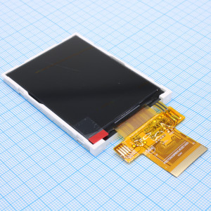 WF28JSYAJDNN0#, TFT 2.8", 240x320, IPS, MCU/SPI интерфейс, подсветка LED белая, яркость 1000 cd/m2, контроллер ILI9341V, напр. питания 2,5...3,3 В, -20...+70C