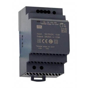 DDR-60L-5, DC-DC, 60Вт, вход 18…75 В DC, выход 5В/12А, изоляция 4000В DC, в кожухе на DIN-рейку, 52.5х90х54.5мм, -40...+85°С