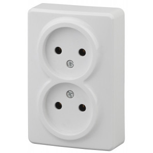 Розетка 2-м ОП Эксперт 11-2202-01 16А IP20 250В 2х2P бел. Б0020682