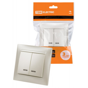 Выключатель 2 кл. с подсветкой 10А перламутр "Лама" SQ1815-0805