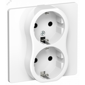 FLITE Розетка 2-местная с заземлением без защитных шторок безвинтовое крепление 16А в сборе РС12-1-К-ФлБ белый IEK FI-R21C-16-1-K01