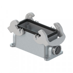 Закрытое основание разъема BAS GUT GC 16 M25 A0, Основание разъема на панель, закрытое, типоразмер 16B, с уплотнителем, 1 кабельный ввод M25x1,5, IP54, с левым расположением, с двумя защелками, без защитной крышки, материал корпуса: алюминиевый сплав