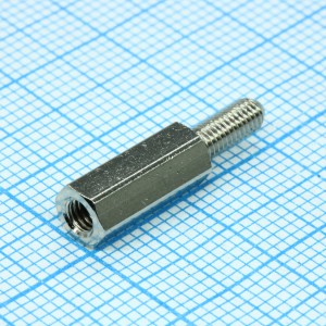 DA5M3x12, Стойки латунные никелированные 5мм винт/отв М3