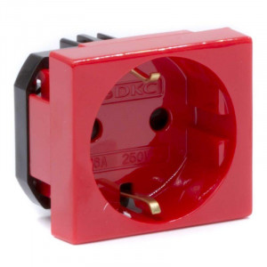 Розетка 1-м 2мод. Viva 16А IP20 2P+E с заземл. защ. шторки красн. 45015