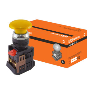 Кнопка AEА-22 "Грибок" желтый d22мм 1з+1р SQ0704-0036