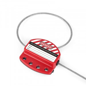 gwrL11-4CBL2,5, Блокиратор тросовый, стальной трос в ПВХ-оболочке, материал зажима – поликарбонат, длина троса – 2.5 м, диаметр троса – 4 мм, цвет – красный, 1 шт/упак