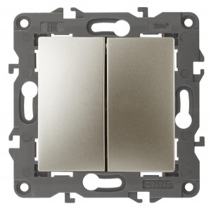 14-1104-04 Выключатель двойной, 10АХ-250В, IP20, Elegance, шампань (10/100/3000) Б0034233