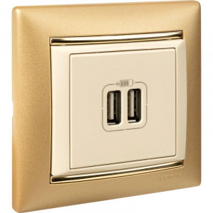 VALENA Розетка двойная USB слоновая кость 774170