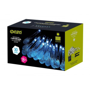 Светильник светодиодный SLR-G08-30B садовый; гирлянда капли син. солнечная батарея 5040946