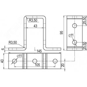 Крепление стеновое для двойного С-образного       профиля 41х41, горячеоцинкованное BMD1052HDZ