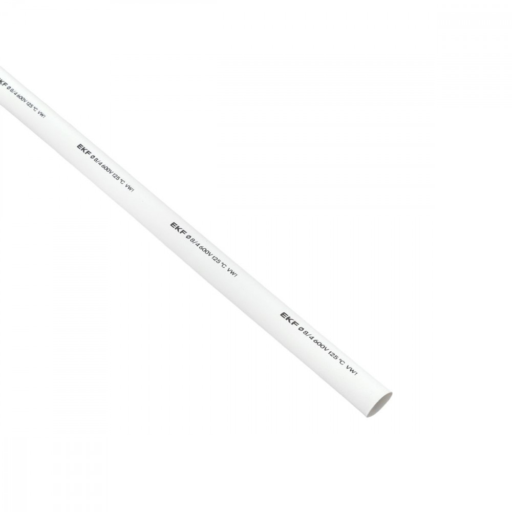 Изображение товара Термоусаживаемая трубка ТУТ нг 8/4 белая в отрезках по 1м PROxima tut-8-w-1m