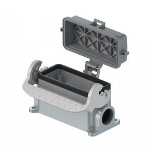 Закрытое основание разъема BAS GUT GU 16 M25 A1, Основание разъема на панель, закрытое, типоразмер 16B, с уплотнителем, 1 отверстие с резьбой для кабельных вводов M25x1,5, с нижним расположением, с одной защелкой, с защитной крышкой, материал корпуса: алюминиевый сплав