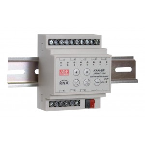 KAA-8R, Универсальный актуатор KNX, 8 каналов, вх. напр. 21…31В, ток 16А на канал, -30…+45°C, в корпусе 72?90?57мм на ДИН рейку