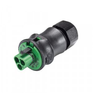 Вилочный разъем на кабель RST20I2S S1 ZR2 VH GN02, Вилочный разъем на кабель диаметром 10-14 мм, 2 полюса, тип фиксации провода: винтовой,номинальные характеристики: 250V, 20A, цвет корпуса: черный, цвет контактной вставки: зеленый, серия RST Classic