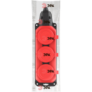 Колодка удлинителя 3-м с заземл. 16А IP44 K-3e-RED-IP44 каучук красн. Б0044552