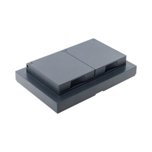 Механизм розетки двойной, 16А, IP44, с заземлением, со шторками, с рамкой, с крышками, графит Эпика EKF UP1-SOG-211-44