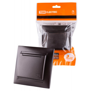 Розетка 2П+З 16А 250В IP44 с защ. шт. с крышкой шоколад "Лама" SQ1815-0514