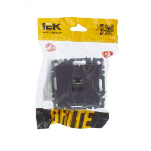 Розетка компьютерная СП RJ45 кат.5E BRITE РК10-БрС сталь IEK BR-K10-1-K46