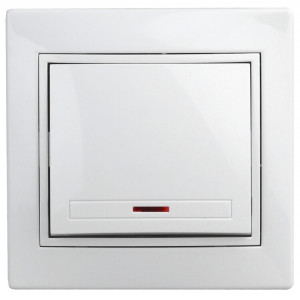 1-102-01 Выключатель с подсветкой, 10А-250В, IP20, СУ, Plano, белый (10/200/2400) Б0027597