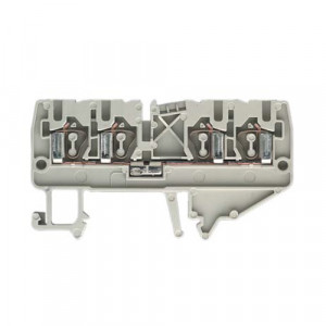 Проходная клемма WKF 2.5 D2/2/35, Проходная клемма, 4 точки подключения, тип фиксации провода: пружинный, номинальное сечение: 2,5 мм кв., 24A, 800V, ширина: 5 мм, цвет: серый, тип монтажа: DIN35