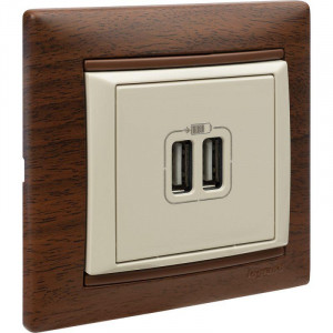 VALENA Розетка двойная USB слоновая кость 774170