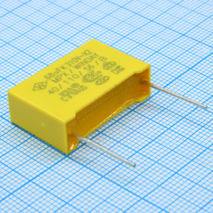 SMXVG684KE3XXAB2315, Пленочный конденсатор X2, 310VAC, 0.68мкФ ± 10%, размер 26.5 х 8.5 х 17 мм, Р=22.5 мм, +110°C