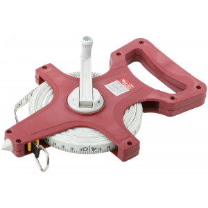 Рулетка землемерная, красный открытый корпус, фибергласовая лента 30 м 17663