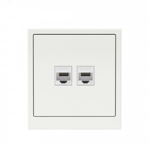 Компьютерная розетка RJ-45 без шторки, кат.6А двойная, KANT, белая магнолия 7000674