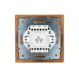 Выключатель 2-кл. СП Mira 10А IP20 с подсветкой со вставкой зол. метал. 701-1313-112