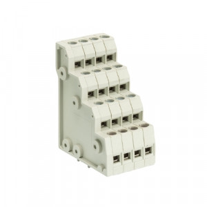 Клемма 8195 V/4/16 OB, Клемма, 4 этажа, горизонтальный подвод кабеля, на плату, шаг: 5.0 мм, 16 полюсов, фиксация провода винтовая, исполнение: без маркировки, 300V, 10A, цвет: серый