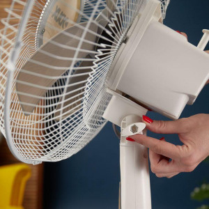 Вентилятор напольный 40Вт 5 лопастей подставка круглая механическое управление бел./син. 60-0212