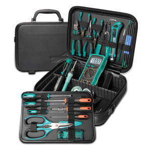 PK-710KB, Набор инструментов для электроники, 27 предметов надежно фиксируются внутри удобного кейса