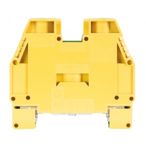 Заземляющая клемма WKI 35 SL35, Заземляющая клемма, тип фиксации провода: винтовой, номинальное сечение: 35 мм кв., 125A, 400V, ширина: 16 мм, цвет: желто-зеленый, тип монтажа: DIN35