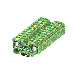 Заземляющая клемма 216917, Заземляющая клемма, тип фиксации провода: пружинный, номинальное сечение: 16 мм кв., ширина: 12 мм, цвет: серый, тип монтажа: DIN35