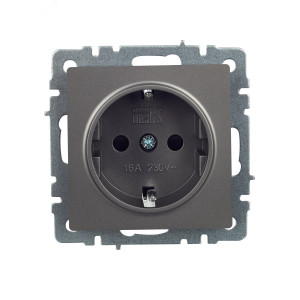 Розетка 1-м СП BRITE РС14-1-0-БрС 16А с заземл. защ. шторки сталь BR-R14-16-K46