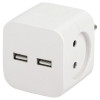 Разветвитель электрический SP-2-USB-W на 2 розетки 220В+ 2xUSB 2400мА без заземл 10А бел. Б0049531