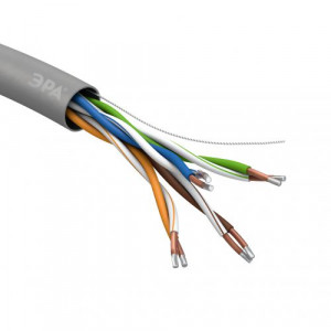 Кабель витая пара U/UTP кат.5E 4х2х24AWG solid CCA PVC Simple сер. (м) Б0044434