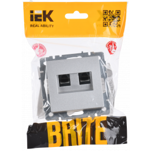 Розетка компьютерная двойная СП RJ45 кат.5E BRITE РК10-2-БрА алюм. BR-K20-1-K47