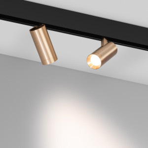 Светильник MAG-ORIENT-SPOT-R45-12W Day4000 (GD, 24 deg, 48V) 040889, Светильник для магнитных треков MAG-ORIENT шириной 26 мм. Мощность 12 Вт, св. поток 1020 лм, 85 лм/Вт, дневной 4000 K, CRI>90, угол 24°, напряжение питания 48 В. Белый фигурный корпус из металл, экран поликарбонат, степень защиты IP20. Размеры LxWxH 116x4