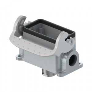 Закрытое основание разъема BAS GUT GO 10 M20 A0, Основание разъема на панель, закрытое, типоразмер 10B, с уплотнителем, 1 кабельный ввод M20x1,5, IP54, с нижним расположением, с одной защелкой, без защитной крышки, материал корпуса: алюминиевый сплав