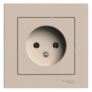 ATLASDESIGN РОЗЕТКА без заземления, 16А, в сборе, ПЕСОЧНЫЙ ATN001240