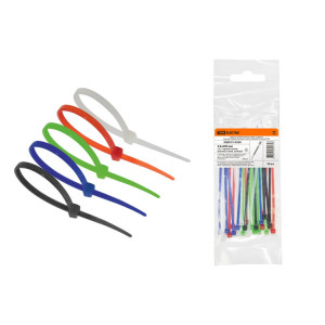 Хомуты 3,6х200 цветные набор 5 цветов (черный, белый, красный, синий, зеленый) (25 штук) SQ0515-0360