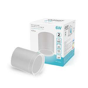 LED светильник накладной с рассеивателем 6W (белый) 4100K 68х75мм 1/30 HD022