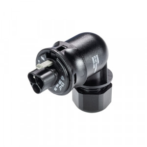 Вилочный разъем на кабель RST20I3F S2 YR1 V SW, Вилочный разъем на кабель диаметром 6-10 мм, 3 полюса, угловой 90 гр., тип фиксации провода: пружинный,номинальные характеристики: 250V, 20A, цвет корпуса: черный, цвет контактной вставки: черный, серия RST Classic