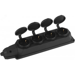 Колодка удлинителя 4-м с заземл. 16А IP44 K-4e-B-IP44 каучук черн. Б0044546