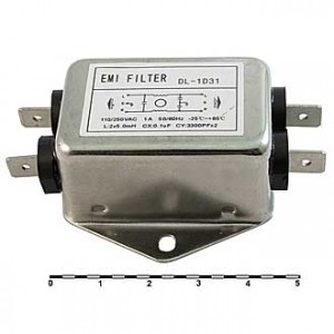 DL-1D31   1A. 250V, Однофазный сетевой фильтр 1А 250В